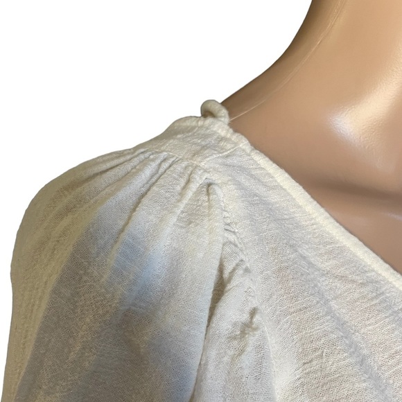 Beto Moda cream cropped textured sexy adjustable flare boho top size small - Picture 5 of 8